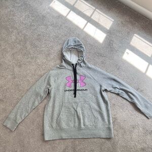 Under Armour Gray and Pink Quarter-Zip Sweater